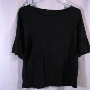 Talbots Black Bell Sleeve Boat Neck‎ Blouse Womens Large Petite